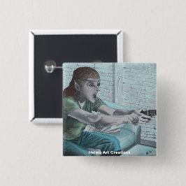 Elf Video Game Player Fantasy Art Button