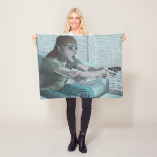 Elf Video Game Player Fantasy Art Fleece Blankon