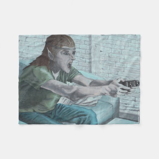 Elf Video Game Player Fantasy Art Fleece Blankon (Vorderseite (Horizontal))