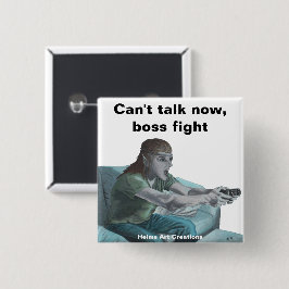 Elf Video Gamer Boss Fight Fantasy Art Button