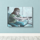 Elf Video Gamer Boss Fight Fantasy Canvas Print Leinwanddruck (Insitu (Holzboden))