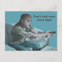 Elf Video Gamer Boss Fight Fantasy Postkarte