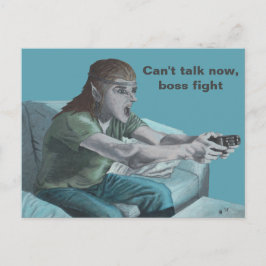 Elf Video Gamer Boss Fight Fantasy Postkarte