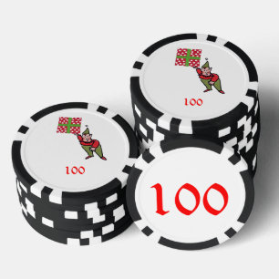 Elf w Polka Dot Geschenk schwarzen 100 gestreiften Pokerchips