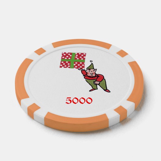 Elf w Polka Dot Gift Orange 5000 Stripe Poker Chip (Einzeln)