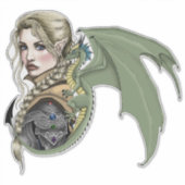 Elf Warrior Dragon Fantasy Aufkleber (Vorderseite)
