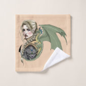 Elf Warrior Dragon Fantasy Badhandtuch Set (Waschlappen)