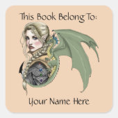 Elf Warrior Dragon Fantasy Buchzeichen Quadratischer Aufkleber (Vorderseite)