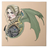 Elf Warrior Dragon Fantasy Fliese (Vorderseite)