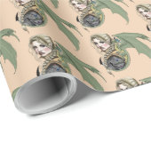 Elf Warrior Dragon Fantasy Geschenkpapier (Rolleneckpunkt)
