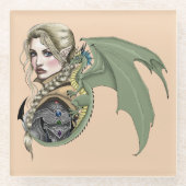 Elf Warrior Dragon Fantasy Glasuntersetzer (Vorderseite)