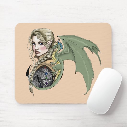 Elf Warrior Dragon Fantasy Mousepad (Mit Mouse)
