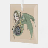 Elf Warrior Dragon Fantasy Ornament Aus Glas (Vorderseite links)
