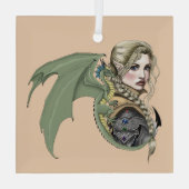 Elf Warrior Dragon Fantasy Ornament Aus Glas (Rückseite)