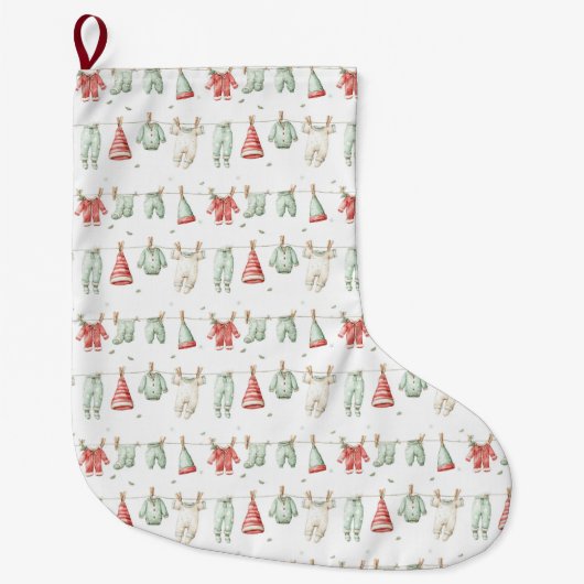 Elf-Wäsche-Muster  Großer Weihnachtsstrumpf (Vorderseite)