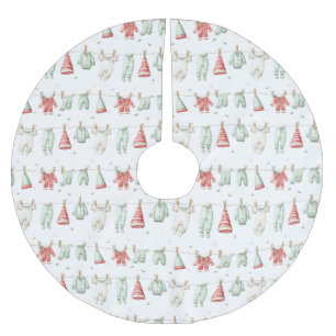 Elf-Wäschemuster Polyester Weihnachtsbaumdecke