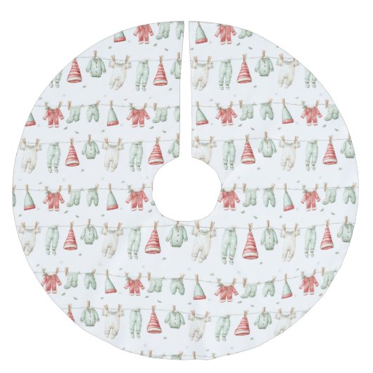 Elf-Wäschemuster Polyester Weihnachtsbaumdecke (Vorderseite)