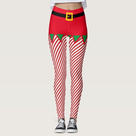 Elf Weihnachten Niedlichen Candy Streifen für Elfe Leggings (Vorderseite)