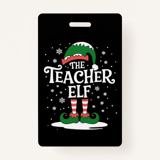 Elf-Weihnachtsfamilie als Lehrerin Ausweis (Vorderseite)
