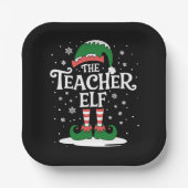 Elf-Weihnachtsfamilie als Lehrerin Pappteller (Vorderseite)