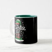 Elf-Weihnachtsfamilie als Lehrerin Zweifarbige Tasse (Vorderseite Links)