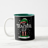 Elf-Weihnachtsfamilie als Lehrerin Zweifarbige Tasse (Links)
