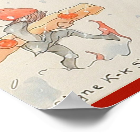 Elf, Weihnachtsgeschenke und Mädchen, Vintag Poster (Ecke)