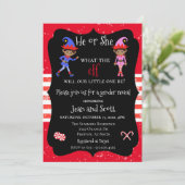 Elf Weihnachtsgeschlecht offenbart ethnische Zugeh Einladung (Stehend Vorderseite)