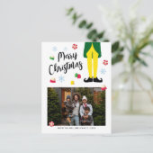 Elf Weihnachtskarte mit Foto Feiertagspostkarte (Stehend Vorderseite)