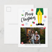 Elf Weihnachtskarte mit Foto Feiertagspostkarte (Vorne/Hinten)