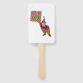 Elf With Polka Dot Gift rectangle hand fans Fächer (Rückseite)
