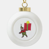 Elf With Red Box ceramic Christmas ball ornament (Vorderseite)