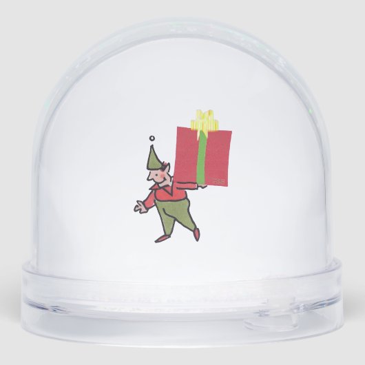 Elf With Red Box snow globe Schneekugeln (Rückseite)