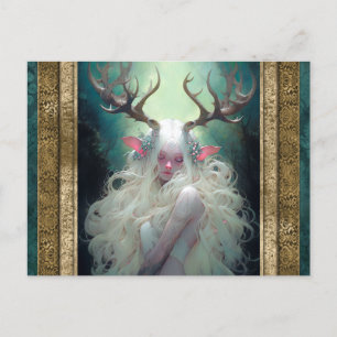 Elf Woman mit antlers Fantasy Art Postkarte