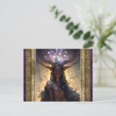 Elf Woman mit antlers Fantasy Art Postkarte (Stehend Vorderseite)