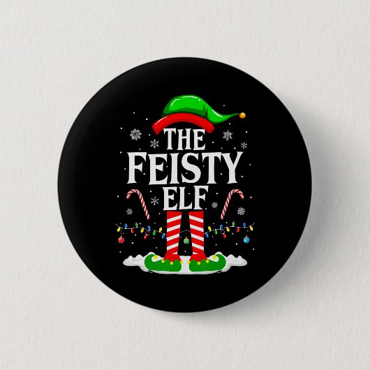 Elf Xmas Funny Matching Family Group Ch Button (Vorderseite)