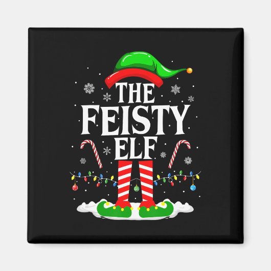 Elf Xmas Funny Matching Family Group Ch Magnet (Vorne)