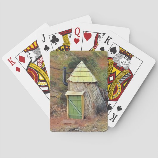 Elf Zuhause in einem Baum Spielkarten (Rückseite)