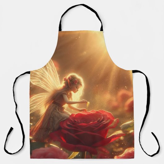 Elfe bestäubt rote Rose mit der Liebe Schürze (Vorderseite)