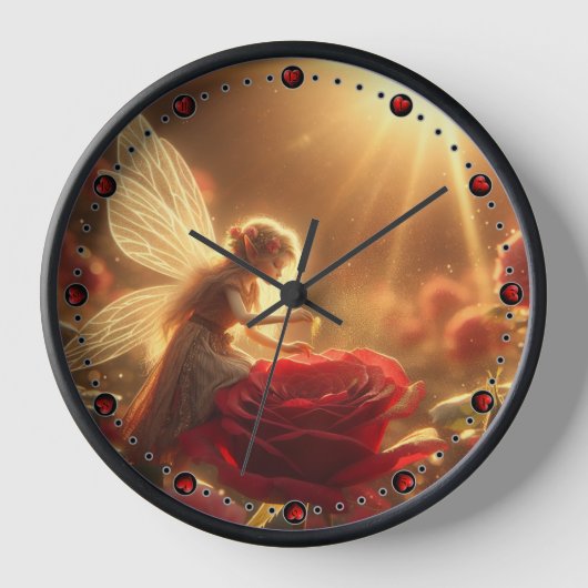Elfe bestäubt rote Rosen mit der Liebe Uhr (Vorderseite)