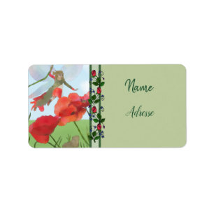 Elfe im Blumenbeet Adressaufkleber