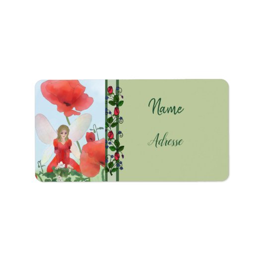 Elfe im Blumenbeet Adressaufkleber (Vorne)