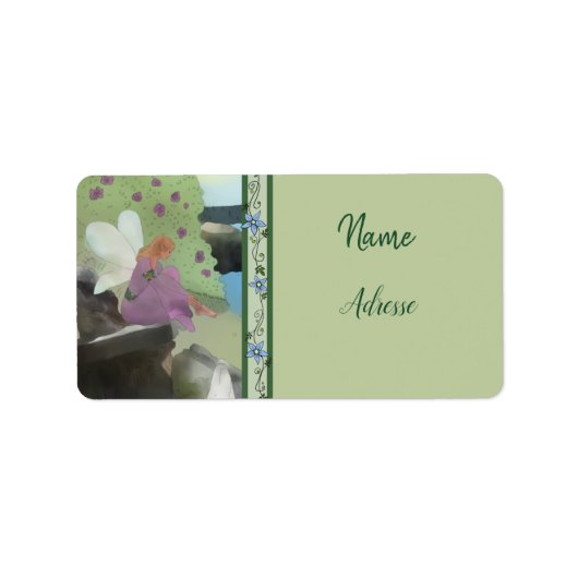 Elfe im Blumenbeet Adressaufkleber (Vorne)