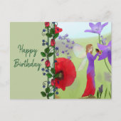 Elfe im Blumenbeet Postkarte (Vorderseite)