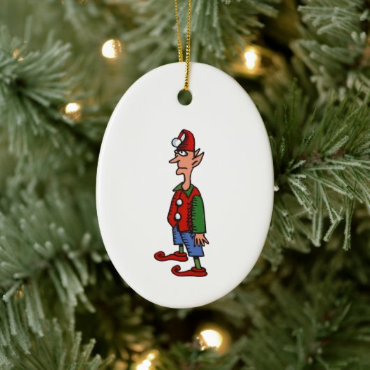 Elfe in strammer Haltung ovaler Keramikschmuck Keramik Ornament (Baum)