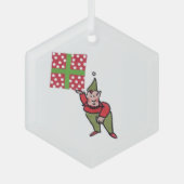 Elfe mit punktgeschenktem Sechseckglas-Ornament Ornament Aus Glas (Vorderseite)