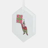 Elfe mit punktgeschenktem Sechseckglas-Ornament Ornament Aus Glas (Vorderseite Links)