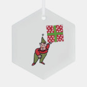 Elfe mit punktgeschenktem Sechseckglas-Ornament Ornament Aus Glas (Rückseite)