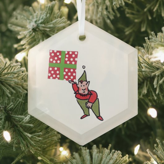 Elfe mit punktgeschenktem Sechseckglas-Ornament Ornament Aus Glas (Insitu)