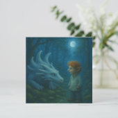 Elfe und Drache im Mondlicht Einladung (Stehend Vorderseite)